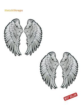 Silver Angel Wings Embroidered Iron On Sew On Patches for Clothes Jeans Jackets